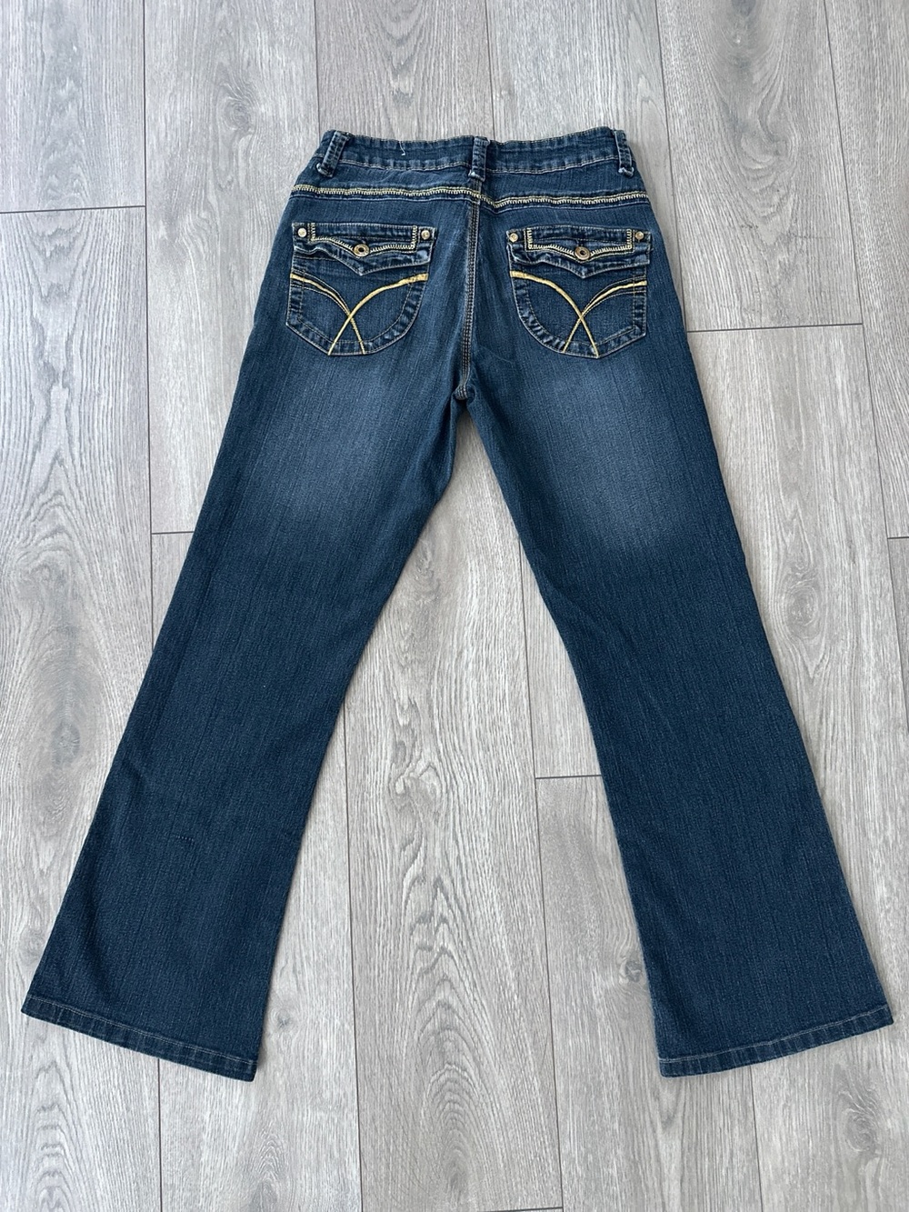 y2k gold stitching flap pocket roadrunner jeans